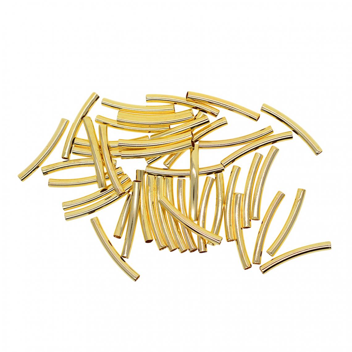 marque generique - 50pcs 30 x 3 mm lisse tube courbé perles de nouilles bijoux bricolage faisant de l'or - Perles