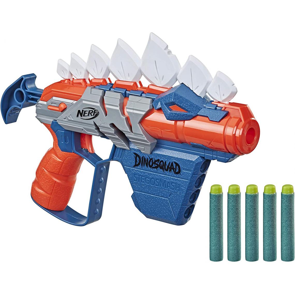 Nerf - pistolet dinoSquad Stegosmash et Flechettes Nerf Officielles bleu orange - Jeux d'adresse