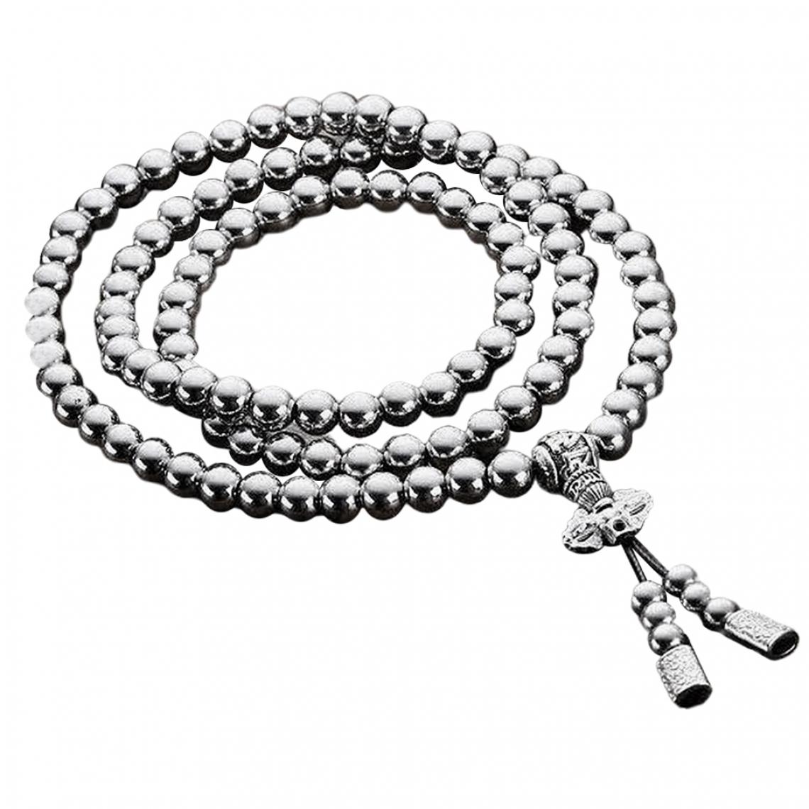 marque generique - Chaîne De Collier De Perles De Bouddha En Acier Inoxydable Imperméable Durable 51cm - Perles