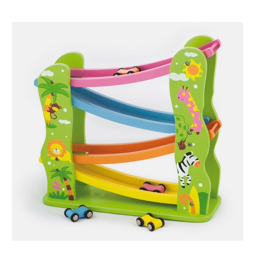 Milly Mally - Toboggan avec voitures en bois enfant bébé 2ans+ | Multicolore - Véhicule à pédales