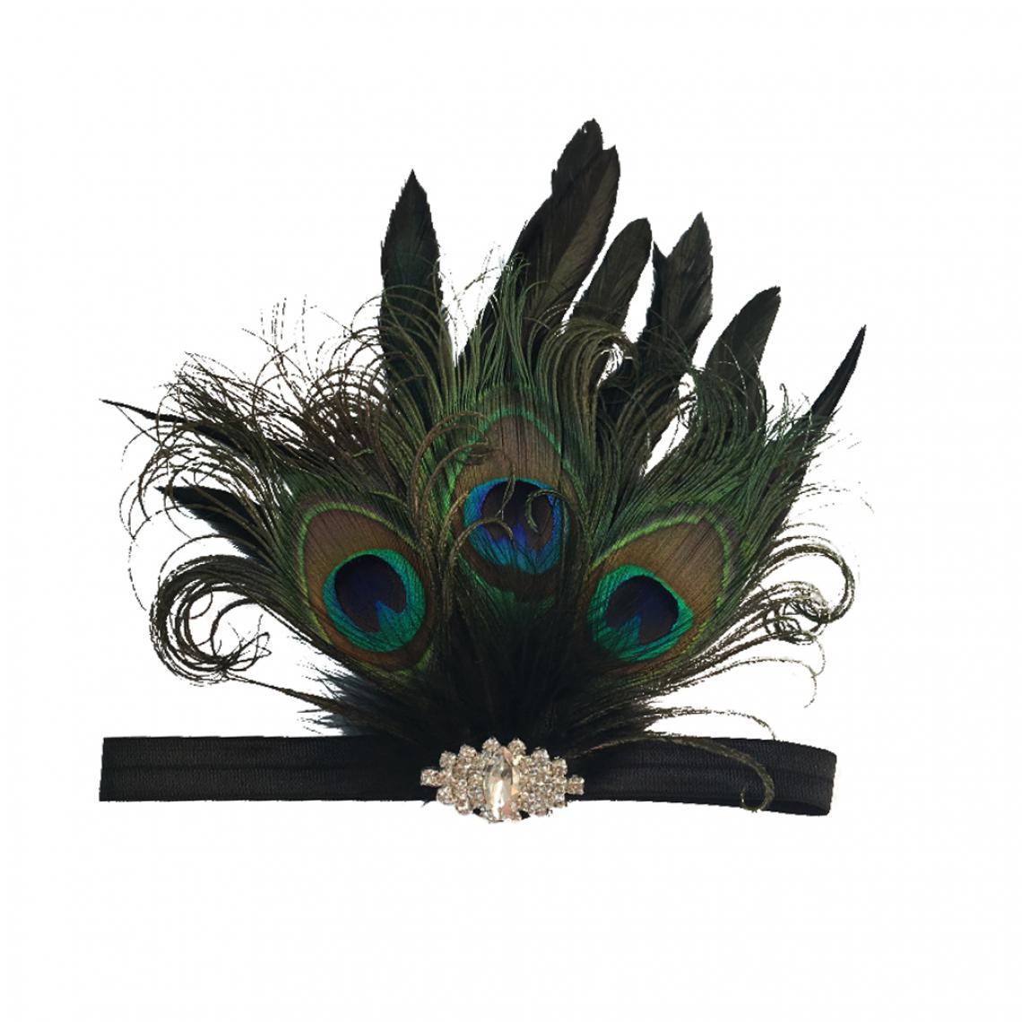 marque generique - Pinces à Cheveux Paon Plume Fascinator Vintage en Cristal Strass Accessoire Costume - Perles