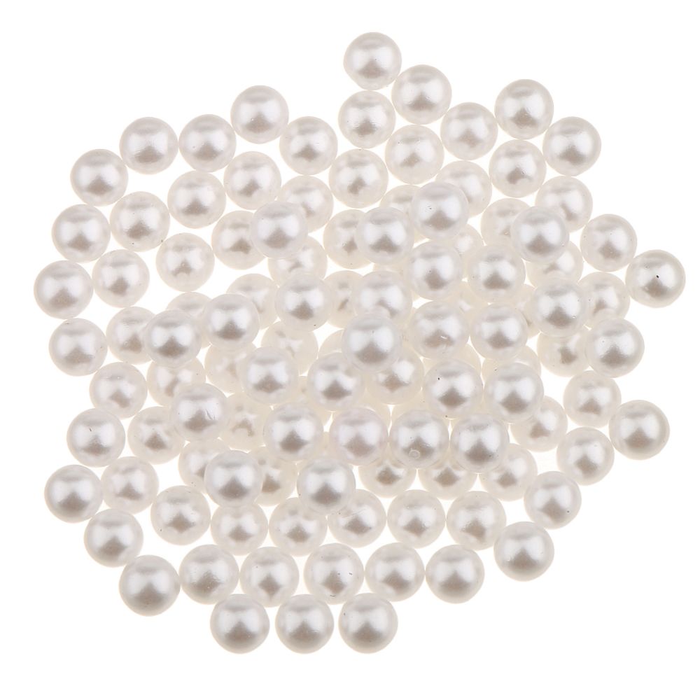 marque generique - 150 pcs imitation perle sans trou abs en plastique charme diy lâche perles blanc - Perles