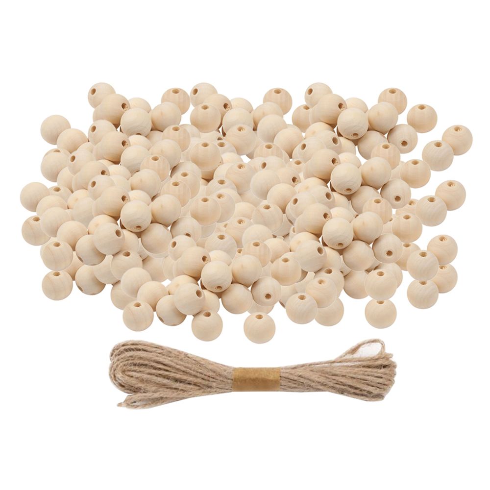 marque generique - 200 pièces 20mm naturel bois boule perles non finies rondes en bois perles en vrac bois entretoise perles pour bricolage Bracelets macramé artisanat - Perles