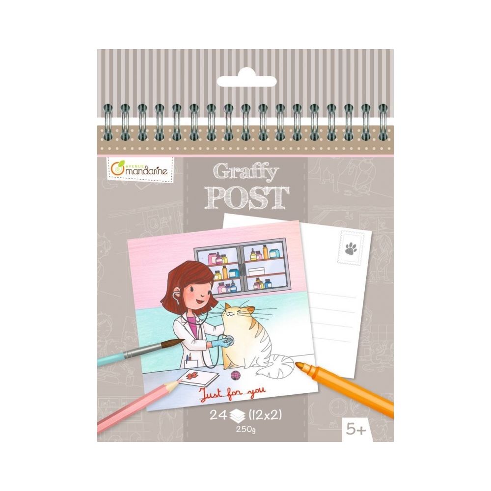 Avenue Mandarine - Carnet de cartes postales - Vétérinaire - Jeux éducatifs