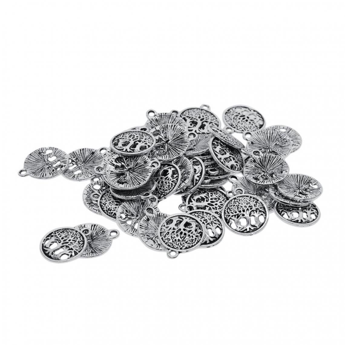 marque generique - 50pcs Arbre De La Vie Tibet Argent Charmes Pour La Fabrication De Bijoux Yoga Bracelets - Perles