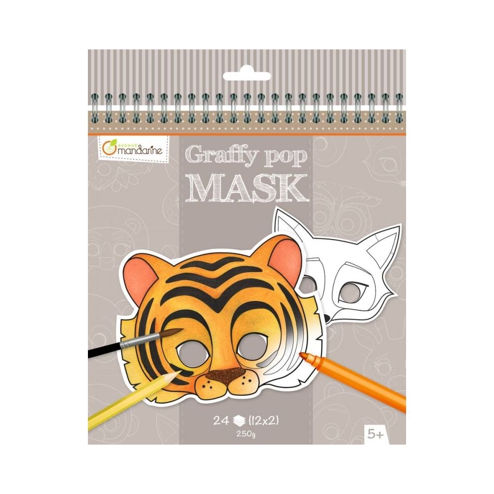 Avenue Mandarine - Masque à colorier - Animaux - Jeux éducatifs