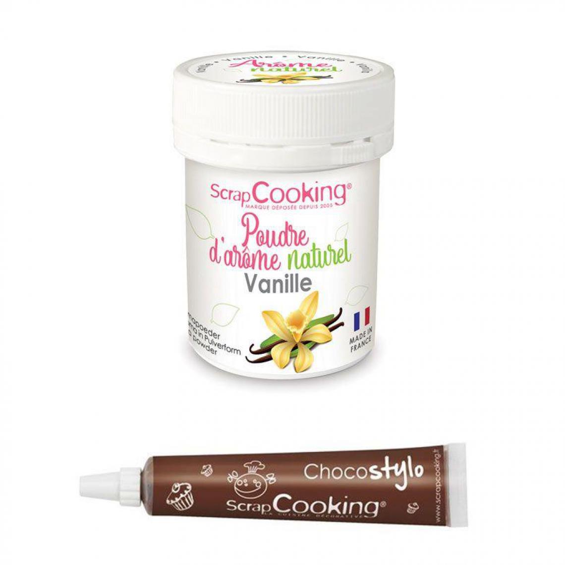 Scrapcooking - Stylo chocolat + Arôme alimentaire naturel en poudre Vanille bio - Kits créatifs