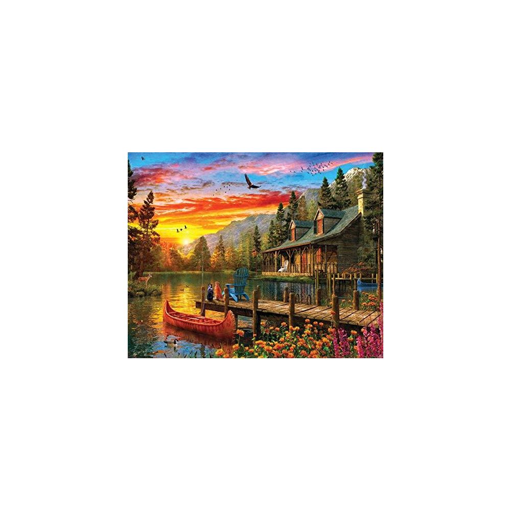 Springbok - Springbok Puzzles - Cabin Evening Sunset - 1000 Piece Jigsaw Puzzle - Large 30 by 24 Puzzle - Made in USA - Unique Cut Interlocking Pieces - Accessoires Puzzles