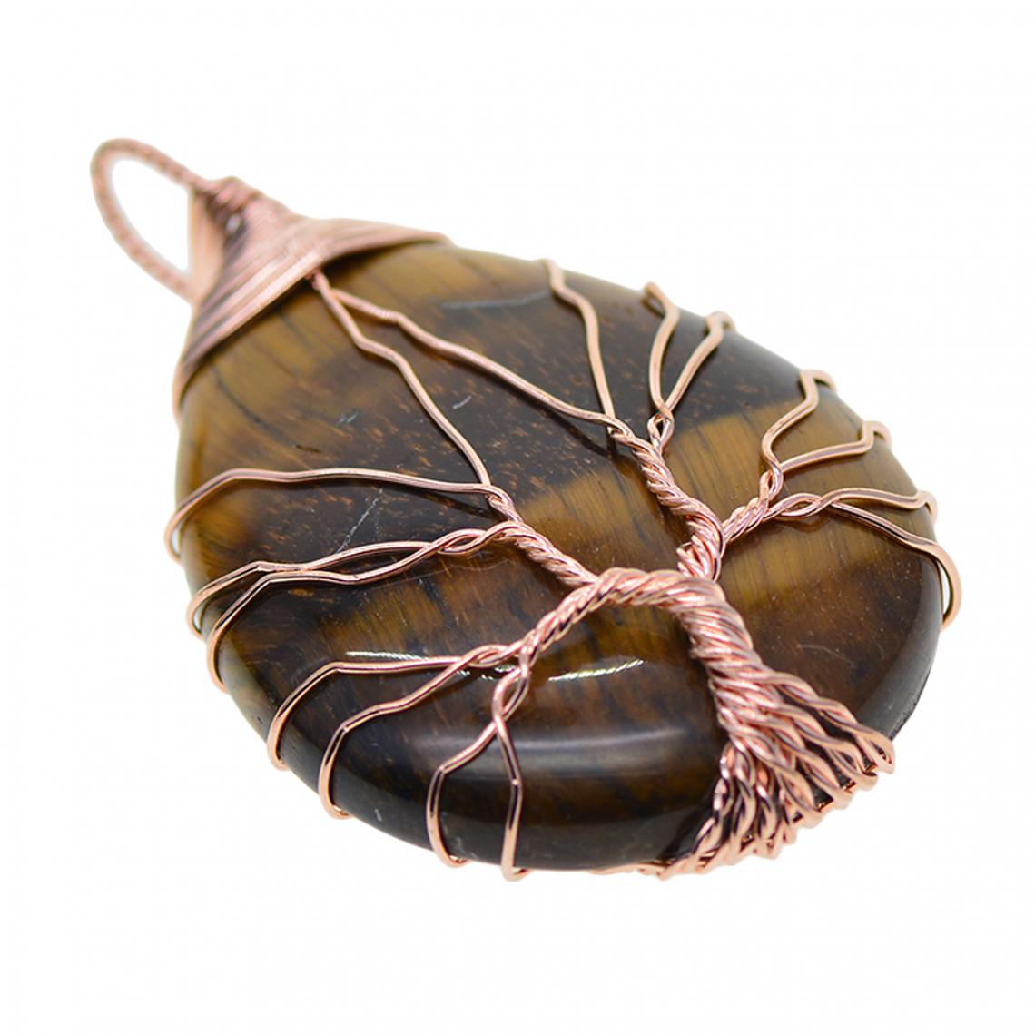 marque generique - Collier pendentif arbre de vie filaire fait main argent malachite - Perles