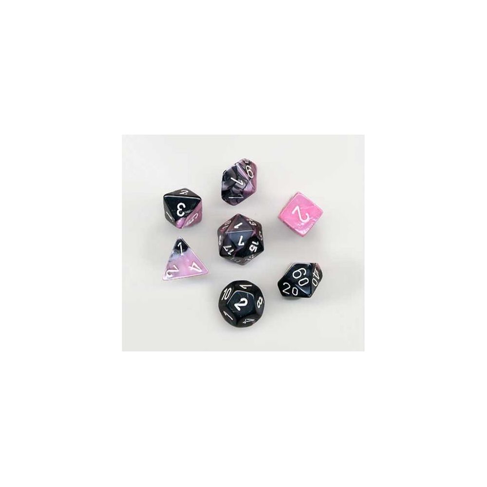 Chessex - Chessex Polyhedral 7-Die Gemini Dice Set - Black-Pink with White CHX-26430 - Jeux d'adresse