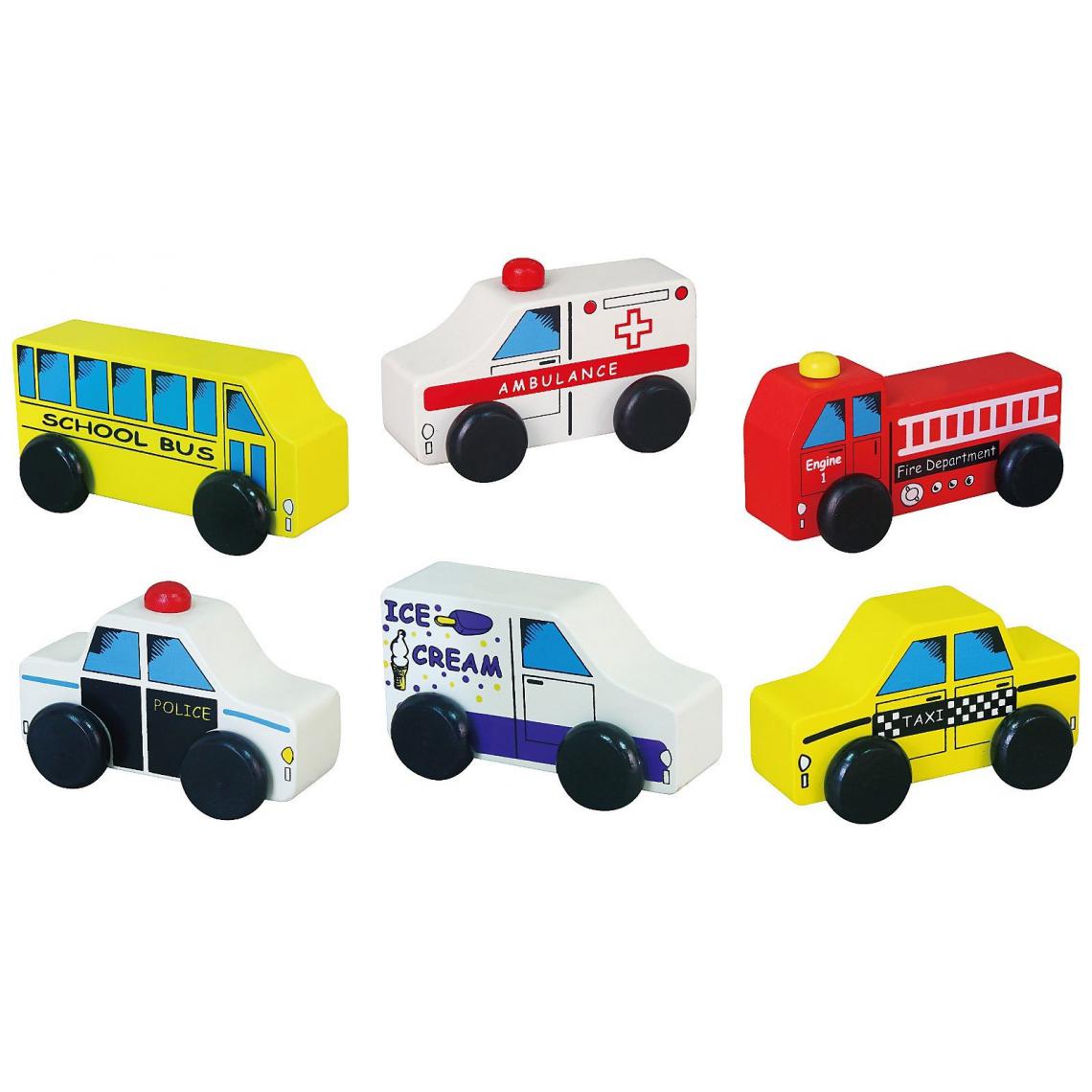 Hucoco - Mini vehicules en bois pour enfant bébé 18m+ 6 pièces - Multicolore - Véhicule à pédales