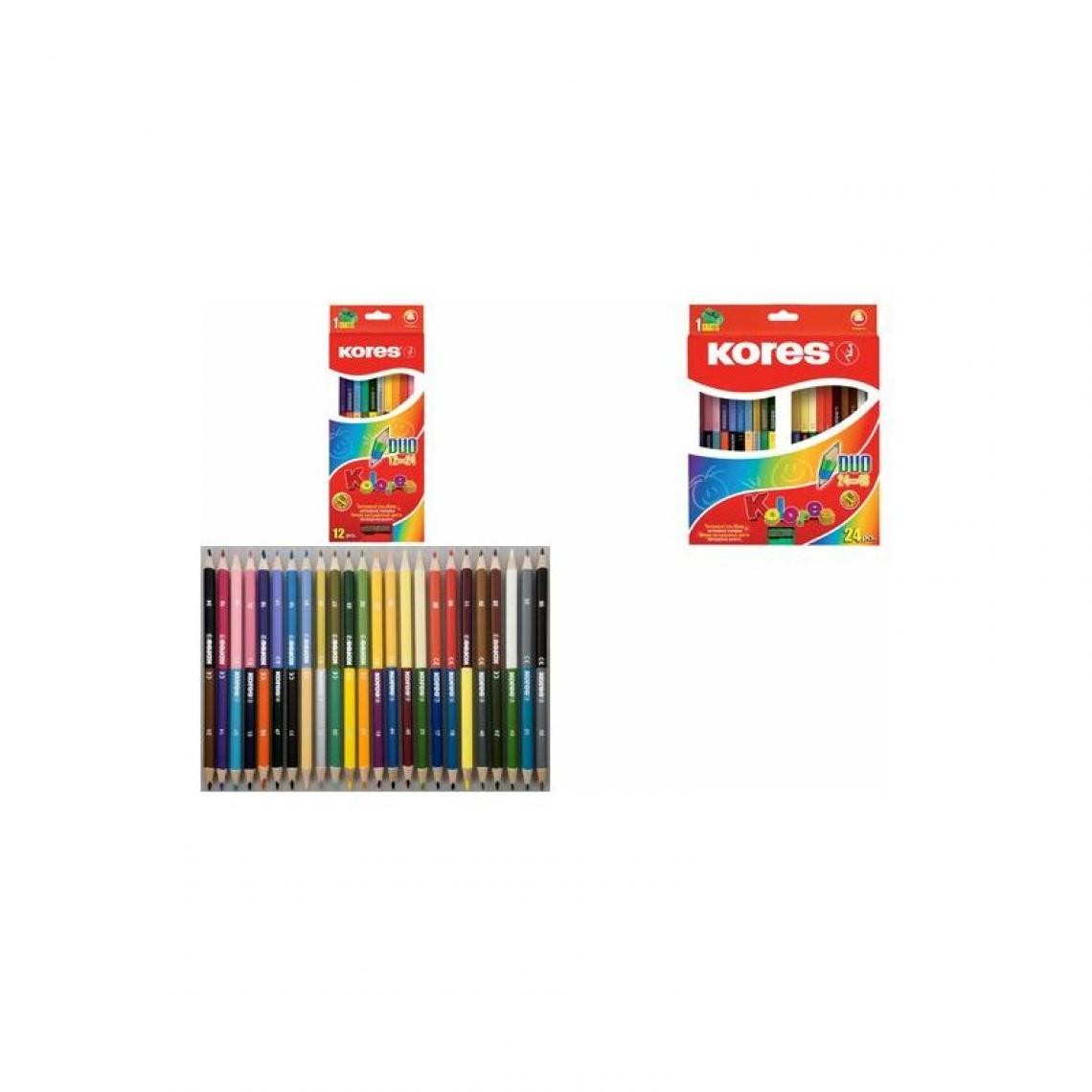 Kores - Kores crayons couleur 'DUO', étui en carton de 12 + taille- () - Bricolage et jardinage