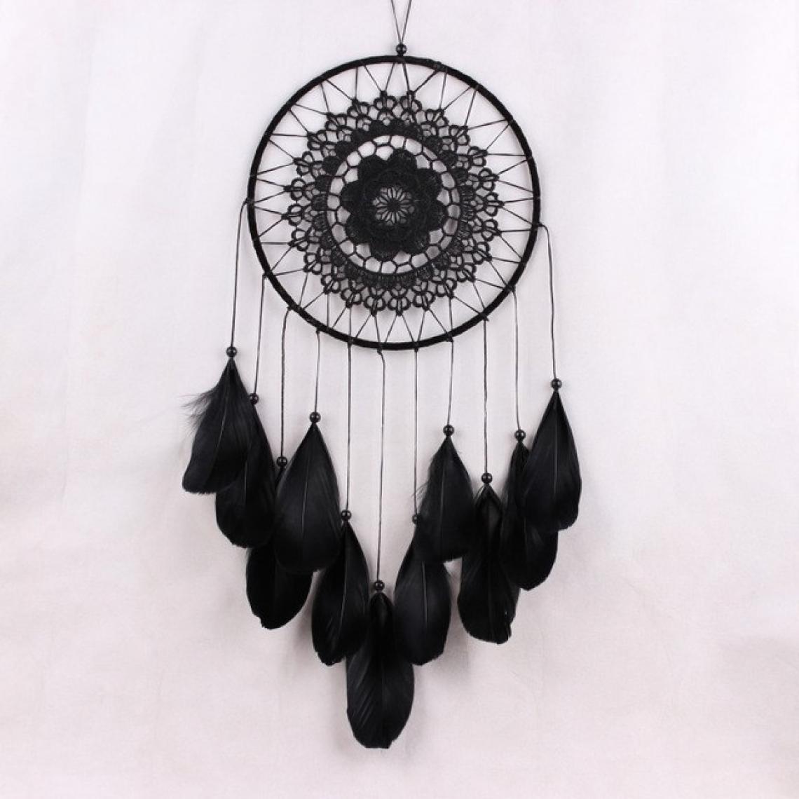 Wewoo - Dentelle de plume créative Dreamcatcher perles suspendus décoration noir - Dessin et peinture