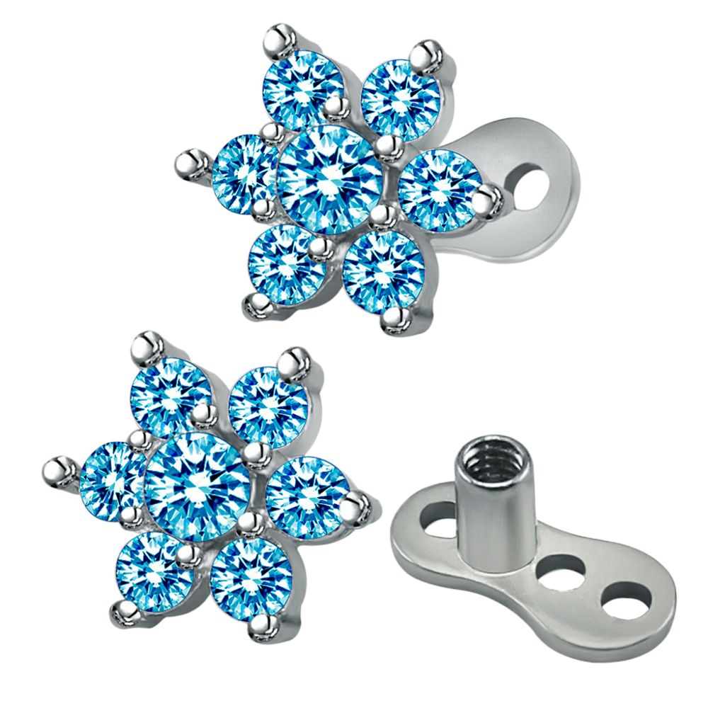 marque generique - 2x Bijoux de piercing de corps en acier inoxydable, dessus et base d'ancre dermiques, bleu - Perles