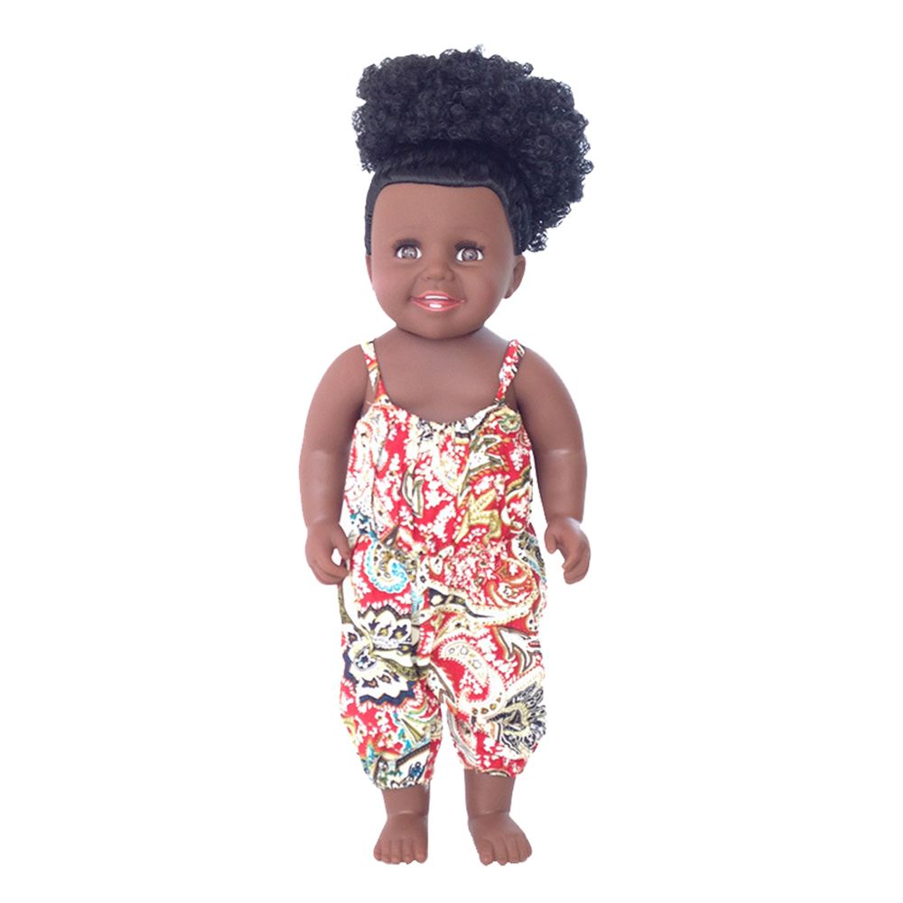 marque generique - 30cm réaliste bébé poupée vinyle africain noir nouveau-né en vêtements rouge - Poupées
