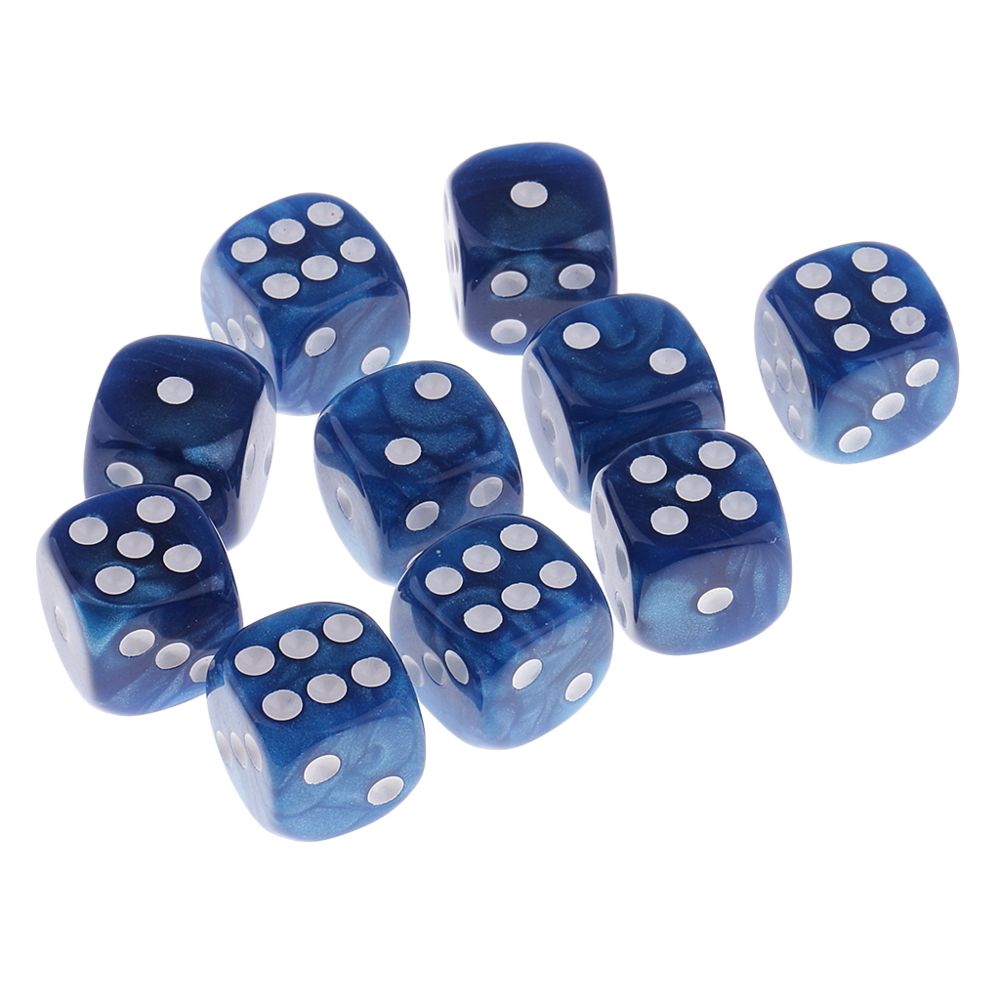 marque generique - 10 pièces en plastique à 6 faces numériques d6 pour le jeu de barre de jeu accessoire bleu - Jeux de rôles