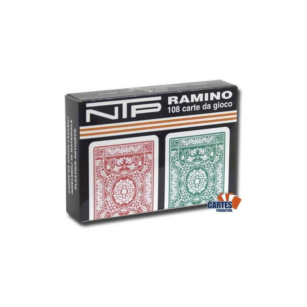 Ntp - Coffret NTP Floreale Ramino- 2 Jeux de 54 cartes 100% plastique - format poker XL - 4 index standards - Accessoires poker