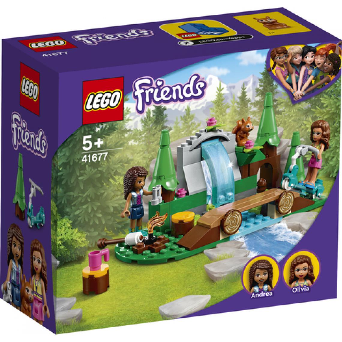 Lego - LEGO 41677 Friends La cascade dans la foret – Jeu de Construction avec Mini Poupées Andréa et Olivia + Écureuil Jouet Enfant 5 ans - Briques Lego