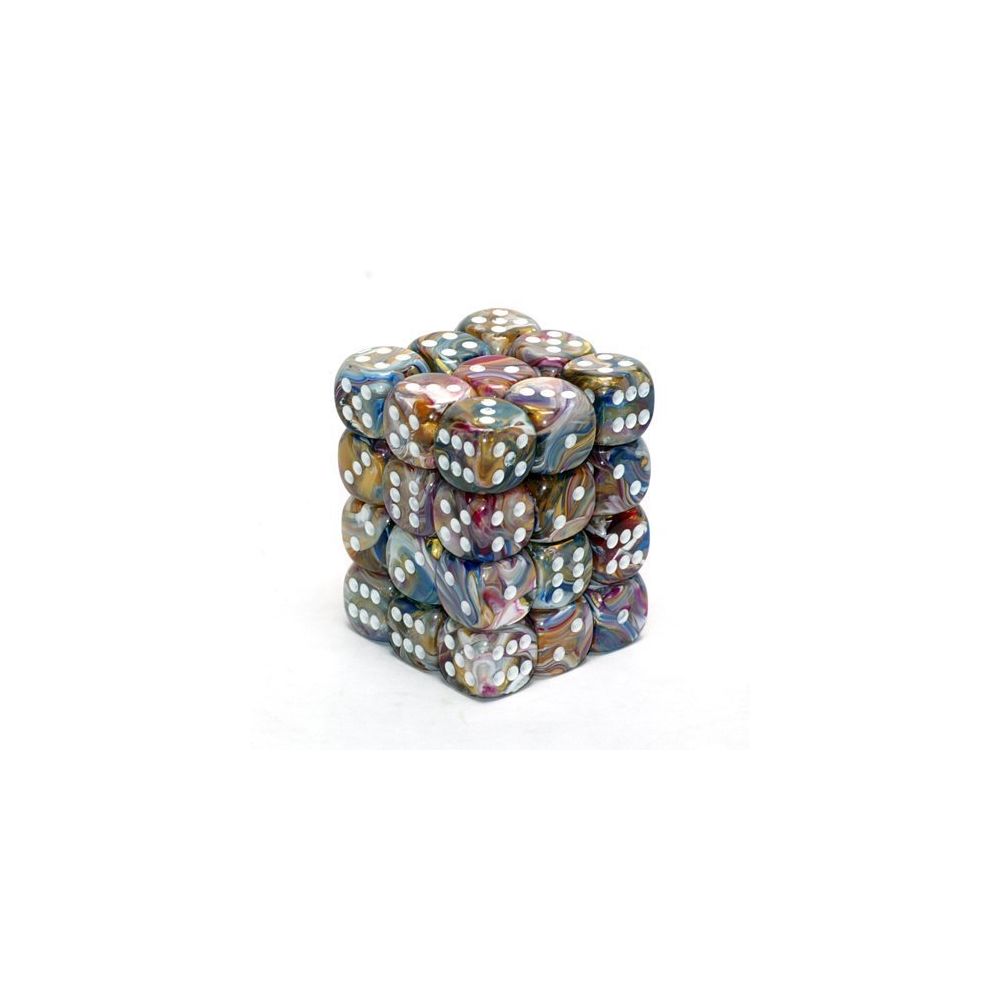 Chessex - Chessex Dice d6 Sets Festive Carousel with White - 12mm Six Sided Die (36) Block of Dice - Jeux d'adresse