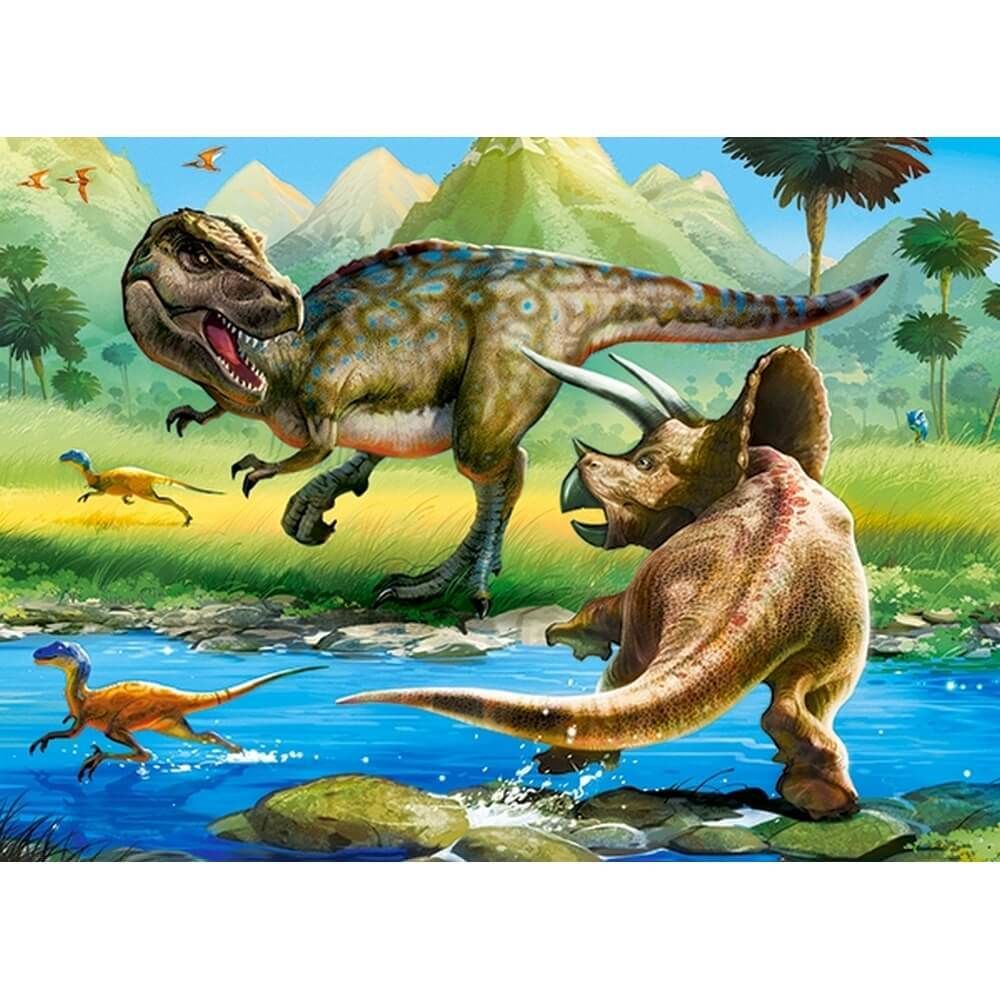 Castorland - Puzzle 70 pièces : Tyrannosaure contre Tricératops - Animaux