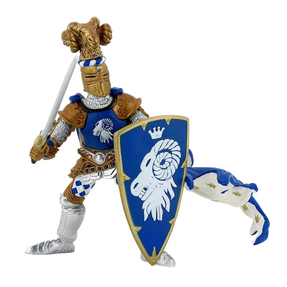 Papo - Figurine Maître des armes cimier b'lier bleu - Guerriers