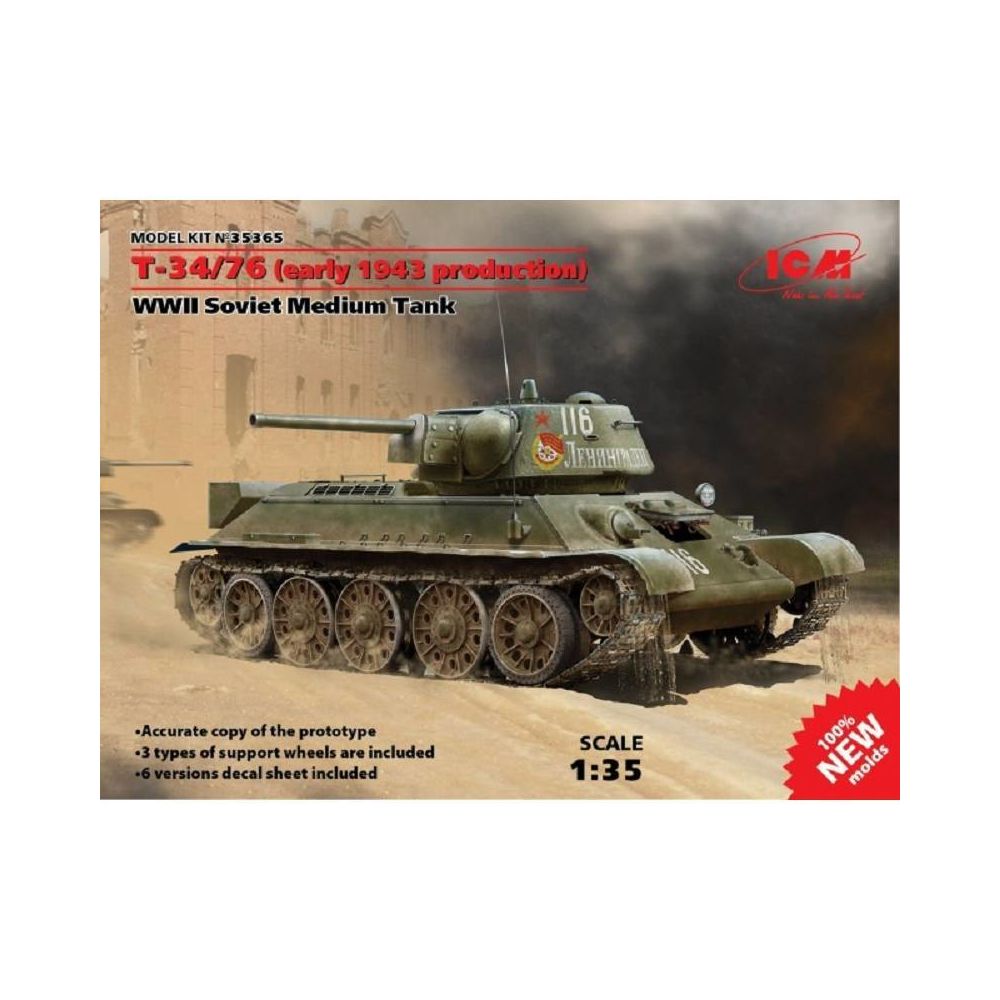 Icm - Maquette Char Wwii Soviet Medium Tank T-34/76 (early 1943 Production) - Chars