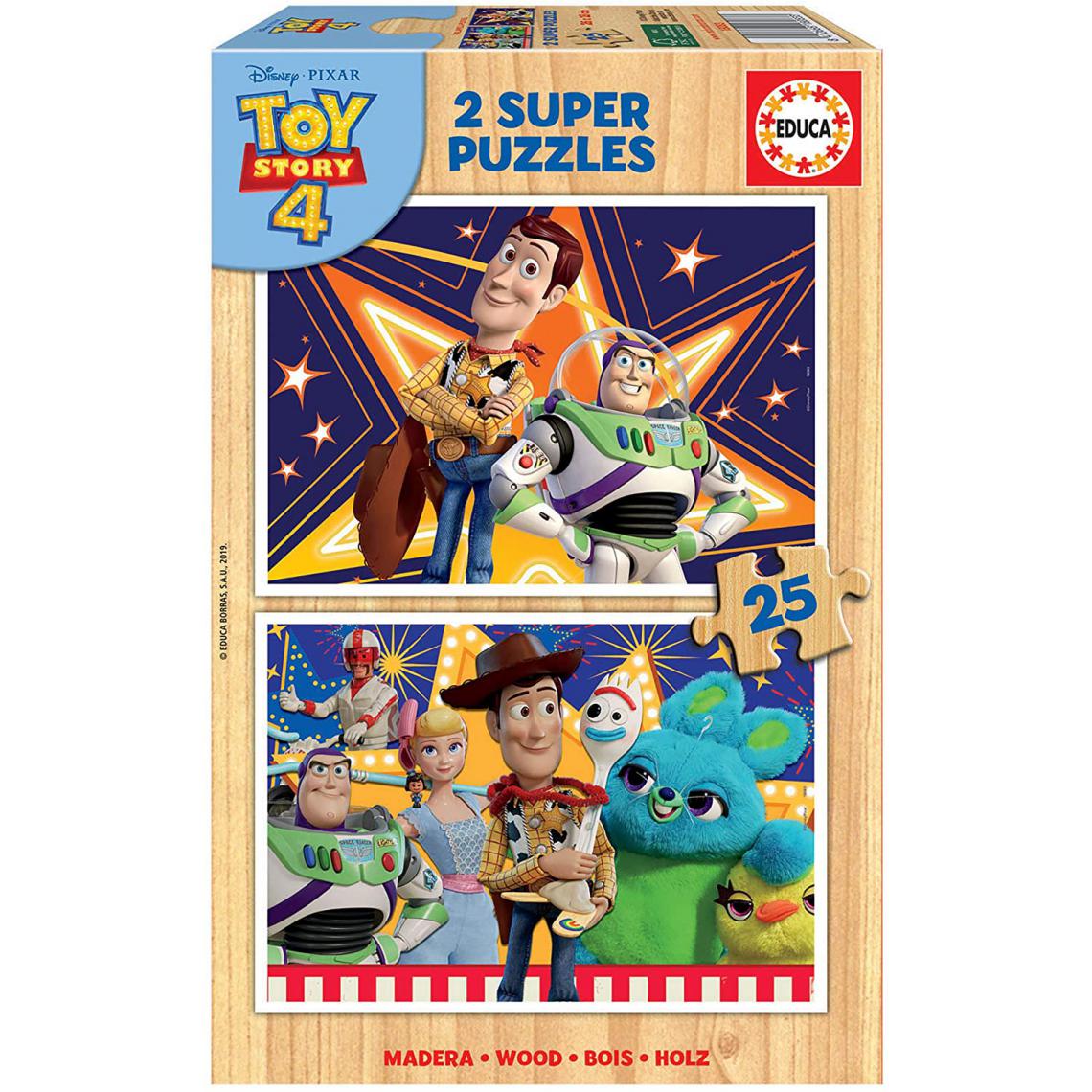 Educa - Educa Pixar Toy Story 4. 2 Super Puzzles 25 pièces en Bois. Ref. 18083, varié - Animaux