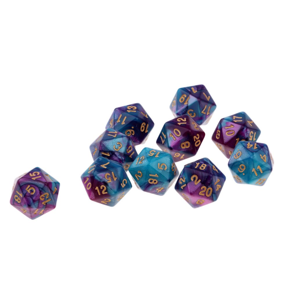 marque generique - 10pcs 20 dés dés polyèdre dés dés pour d u0026 d trpg coupe jeu bleu + violet - Les grands classiques