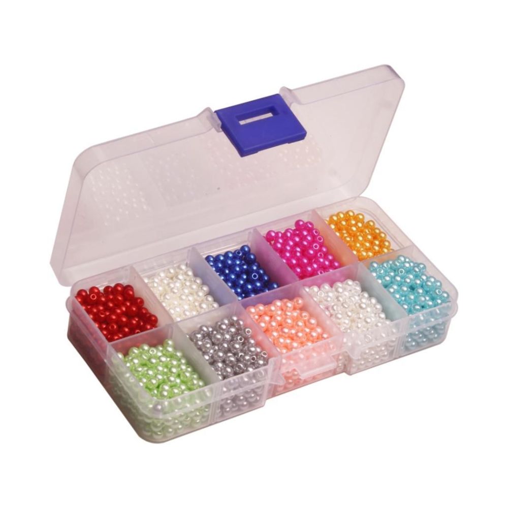 marque generique - 1 boîte 10 couleur imitation perle perles lâches spacer pour diy fabrication de bijoux 4mm - Perles
