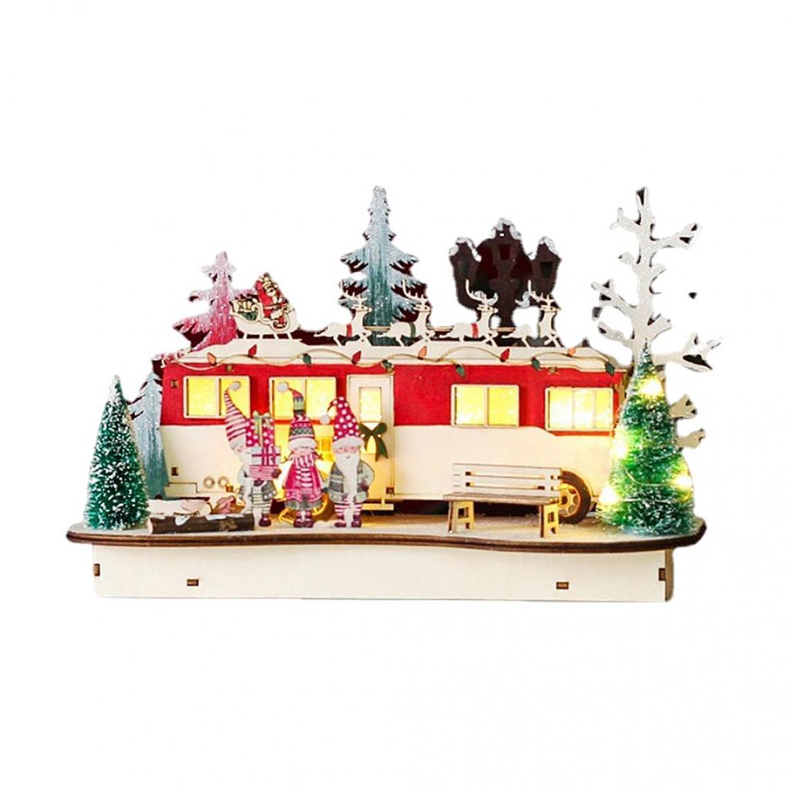 marque generique - Bus de voyage de Noël rougeoyant en bois - Jeux d'éveil