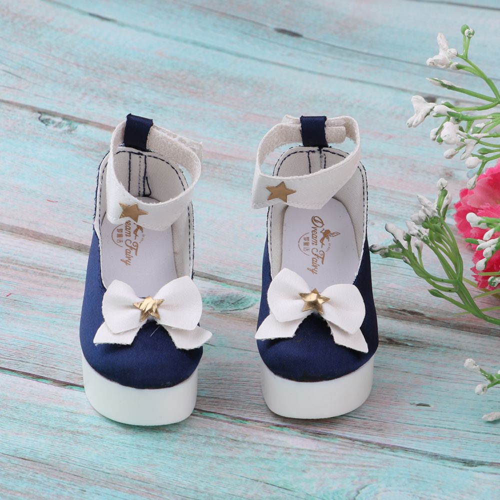 marque generique - 1/3 mignon chaussures à talons bowknot pour BJD accessoires de robe de Dollfie rose - Poupons