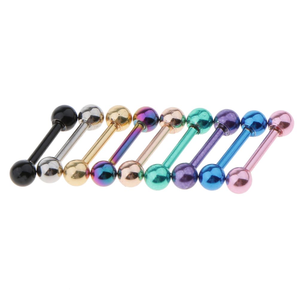 marque generique - 9 pièces en acier inoxydable barbell langue lèvre helix stud bouclier 16g 3mm balle - Perles