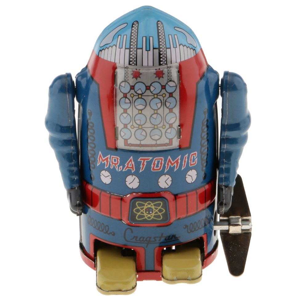 marque generique - Vintage remontage mécanique mécanique Walking Tin Mr. Atomic Robot Toy bleu - Films et séries