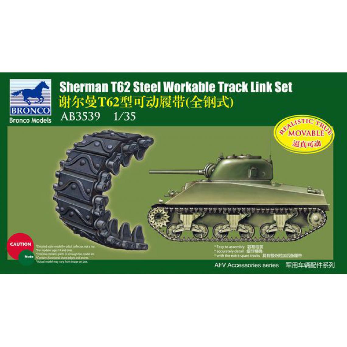 Bronco Models - Shermann T62 Workable Track Link Set - 1:35e - Bronco Models - Accessoires et pièces
