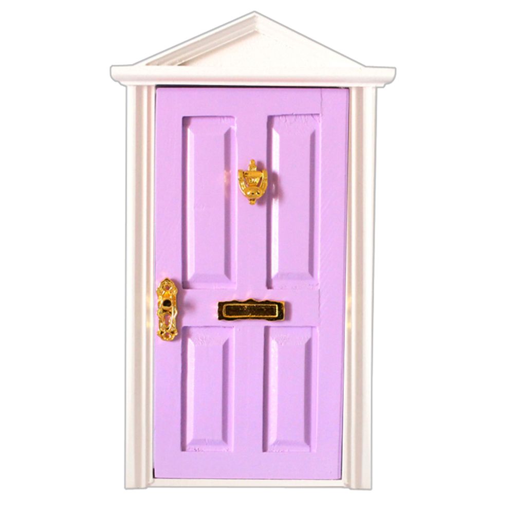 marque generique - 1:12 Dolls House Miniature Steepletop Door En Bois Avec Quincaillerie Violet - Poupées