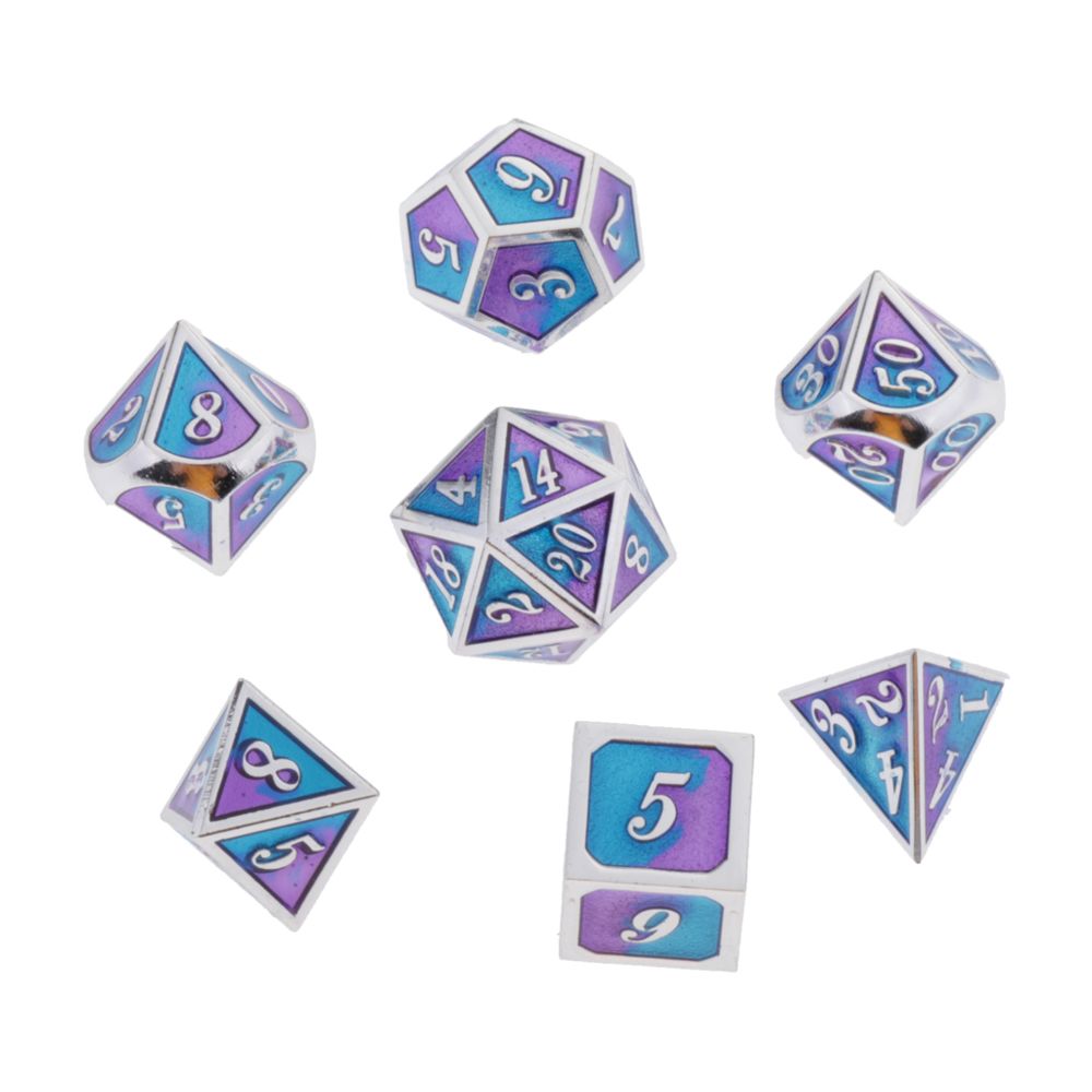 marque generique - 7 dés en métal polyédrique pour D u0026 D Pathfinder RPG Jeu Violet Bleu - Jeux de rôles
