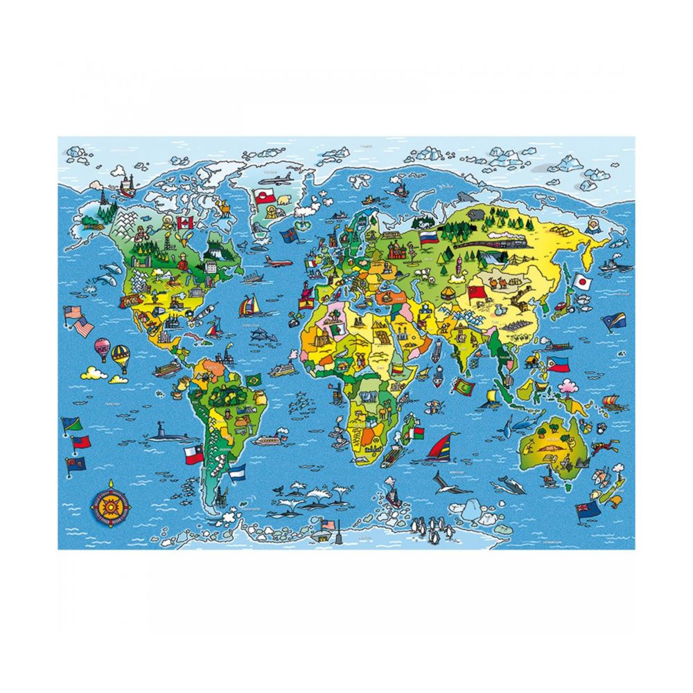 Gallimard - Puzzle 250 pièces : Carte du Monde - Animaux