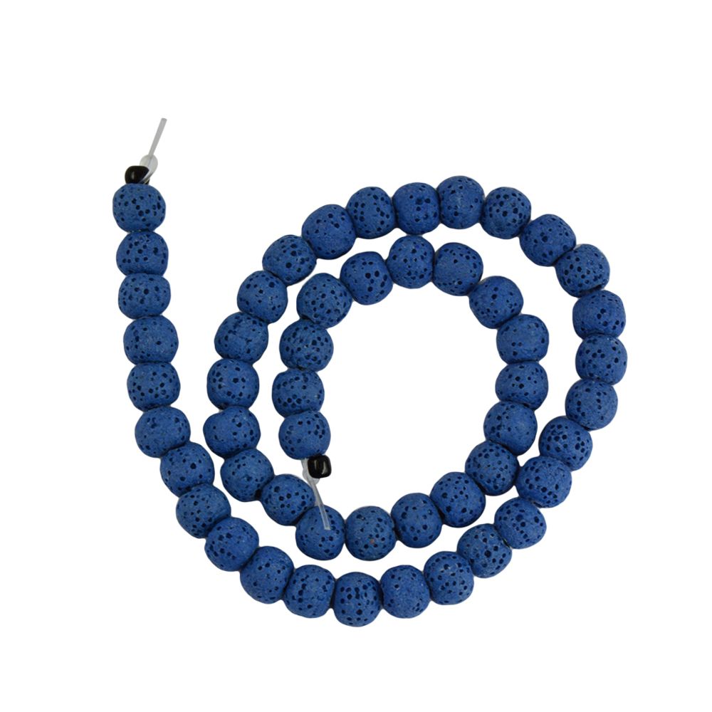 marque generique - Perle en pierres précieuses volcaniques de 6mm perle lisse 15 '' bijoux ronds diy bleu marine - Perles