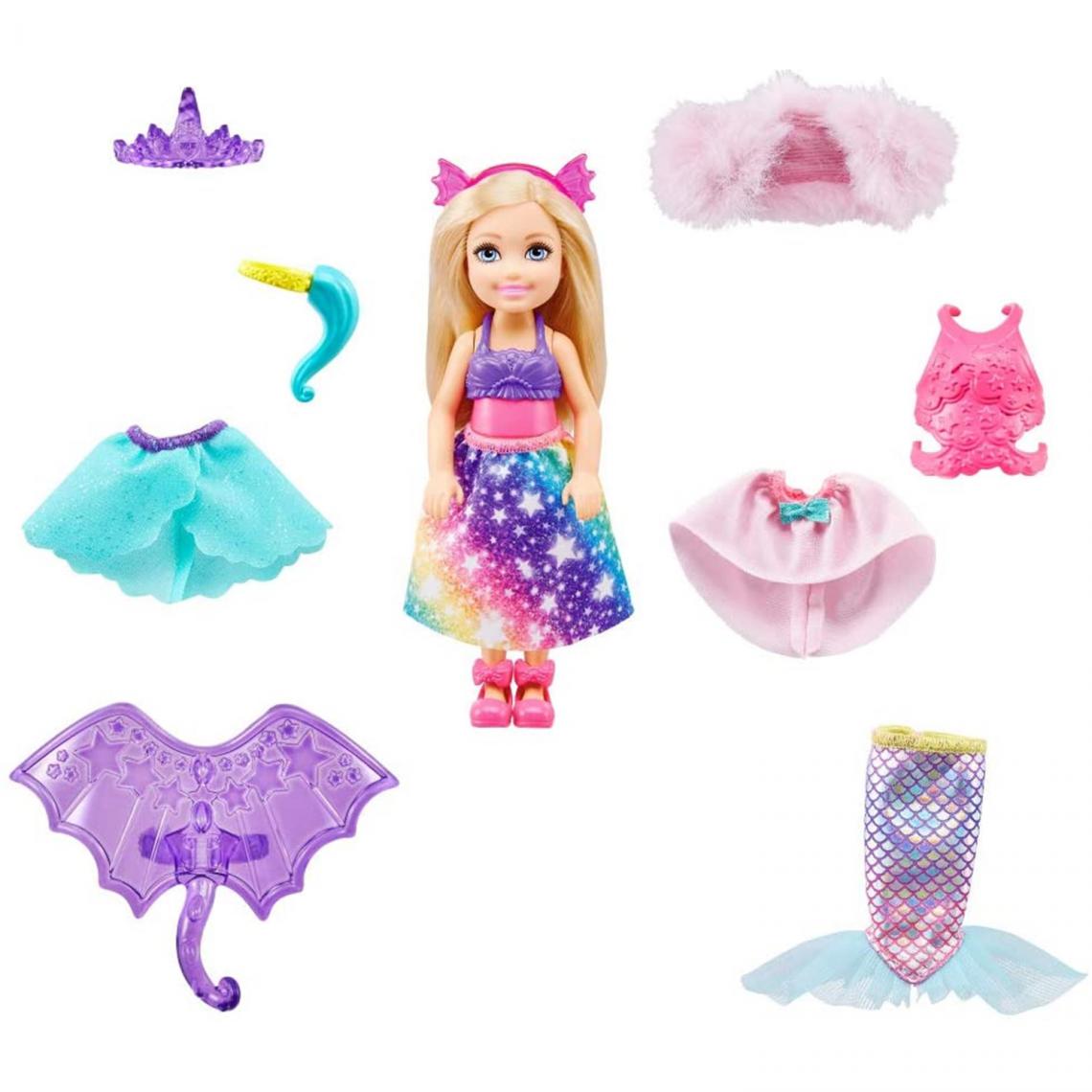 Mattel - Mattel GTF40 - Barbie Dreamtopia Chelsea Ensemble d'habillage pour poupée sirène avec 12 pièces à la mode - Films et séries