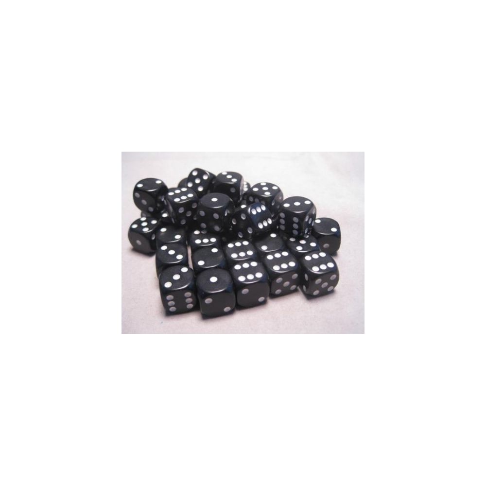 Chessex - Chessex Dice d6 Sets Opaque Black with White - 12mm Six Sided Die (36) Block of Dice - Jeux d'adresse