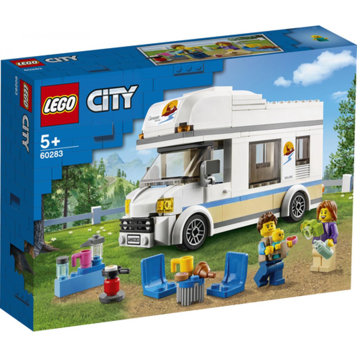 Lego - LEGO City 60283 Le camping-car de vacances, Jeu de voiture pour garçon ou fille, idéal pour les vacances d'été - Briques Lego