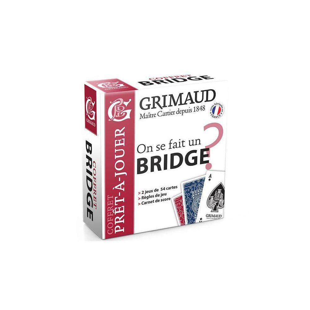 Grimaud - On se fait un Bridge ? - coffret Grimaud Origine - 2 jeux de 54 cartes cartonnées plastifiées - un carnet de score - Jeux de cartes