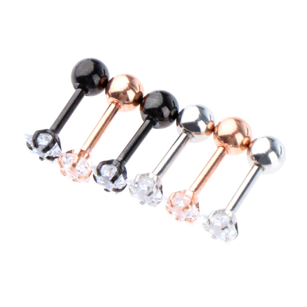 marque generique - 3 paires en acier inoxydable zircon piercing boucles d'oreille zircon blanc pentagramme - Perles