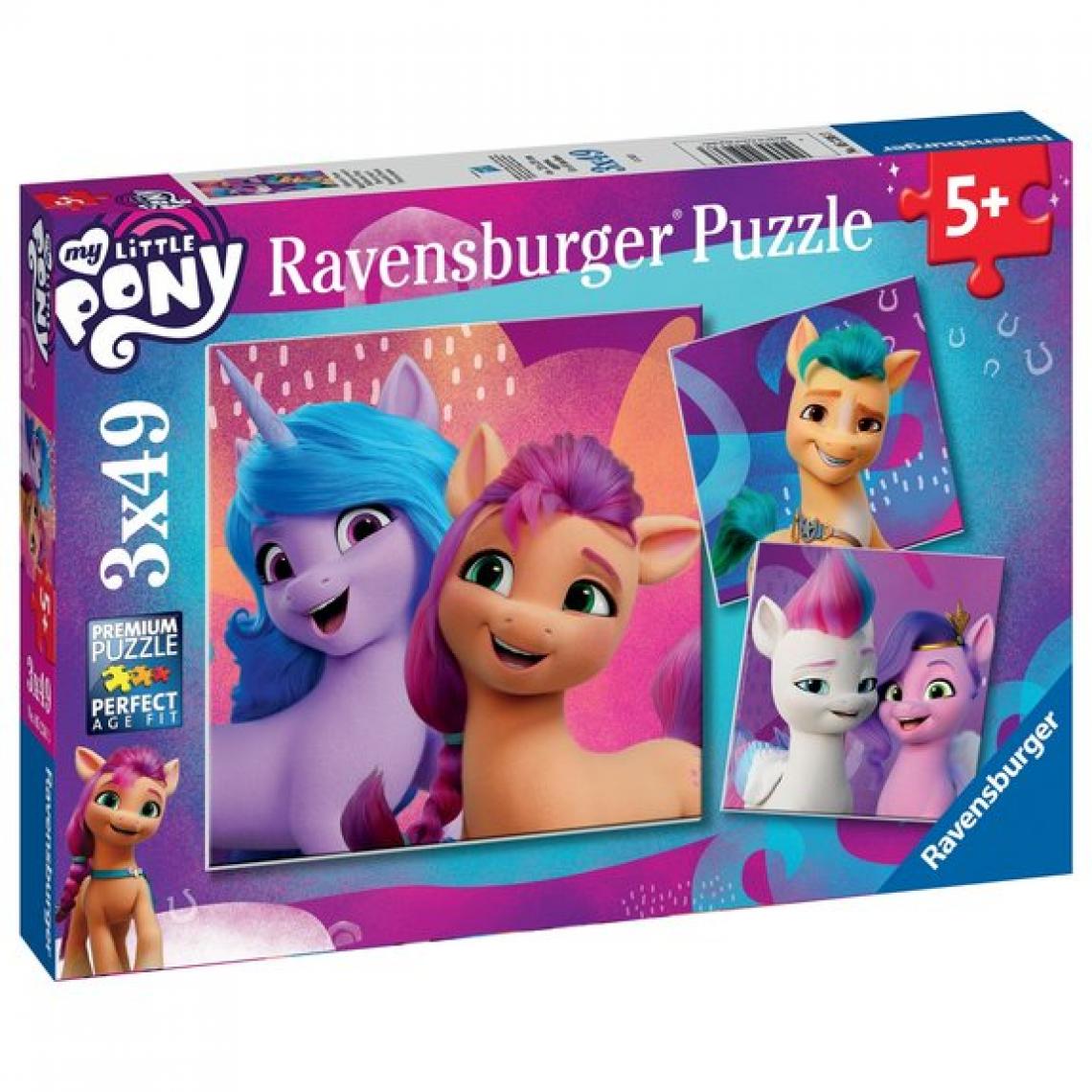 Ludendo - 3 Puzzles 49 Pièces Ravensburger - Magnifiques poneys - My Little Pony - Animaux