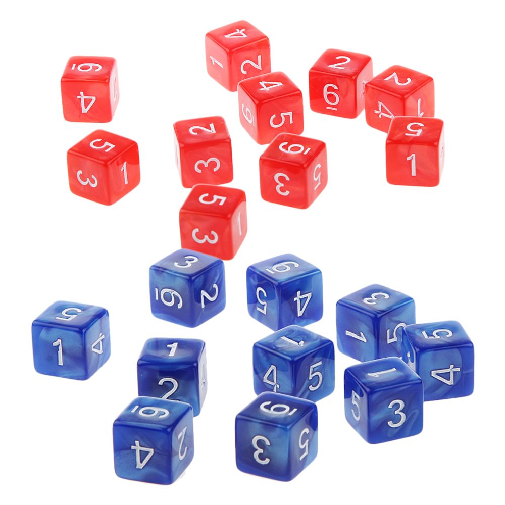 marque generique - 20 pièces six faces dés d6 pour jouer à d u0026 d rpg party game bleu et rouge - Jeux de rôles