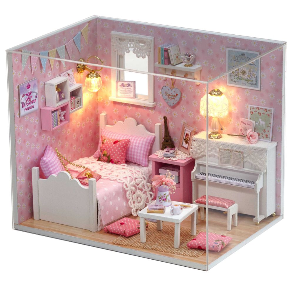marque generique - Ensemble de jouets à la maison de poupée à main de bricolage de bricolage avec housse anti-poussière-Sunshine Princess - Briques et blocs