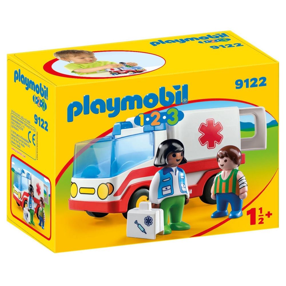 Playmobil - PLAYMOBIL 9122 1.2.3 - Ambulance avec service de soins et enfant - Playmobil
