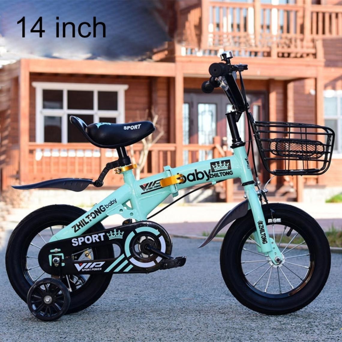 Wewoo - Jouet pour ZHILTONG 5166 vélo de montagne à pédale portable pliable enfant de 14 pouces avec panier avant et clochehauteur recommandée 100-115cm Vert - Jeux d'éveil