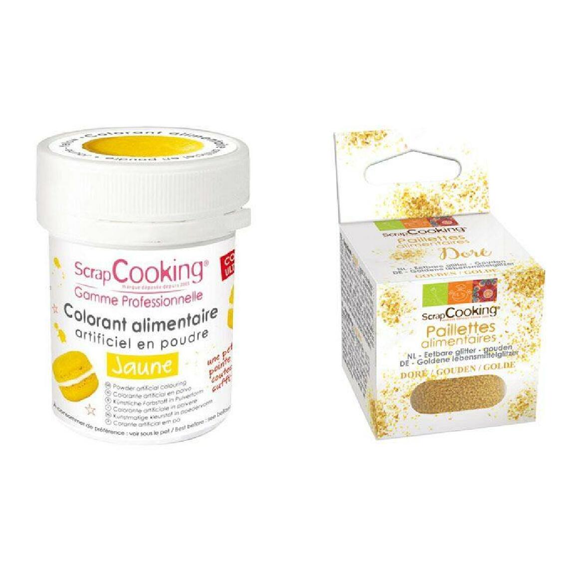 Scrapcooking - Colorant alimentaire Jaune + paillettes dorées - Kits créatifs