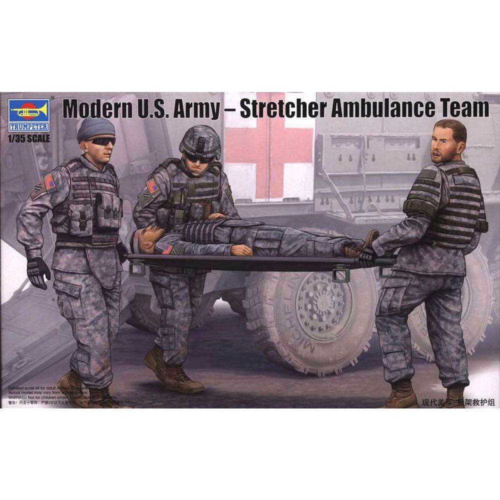 Trumpeter - Figurines pour maquettes : Set équipe médicale avec civière, Armée US 2012 - Guerriers